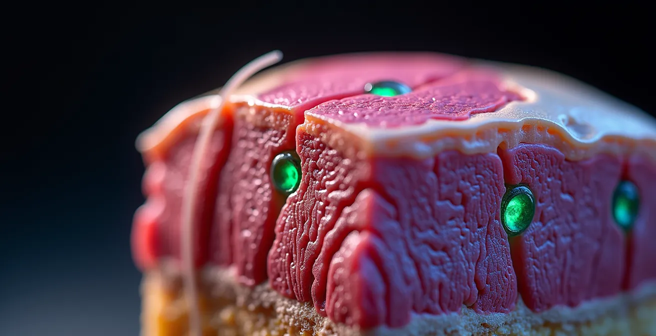 Vue macro des vaisseaux lymphatiques sous pression externe montrant le flux directionnel