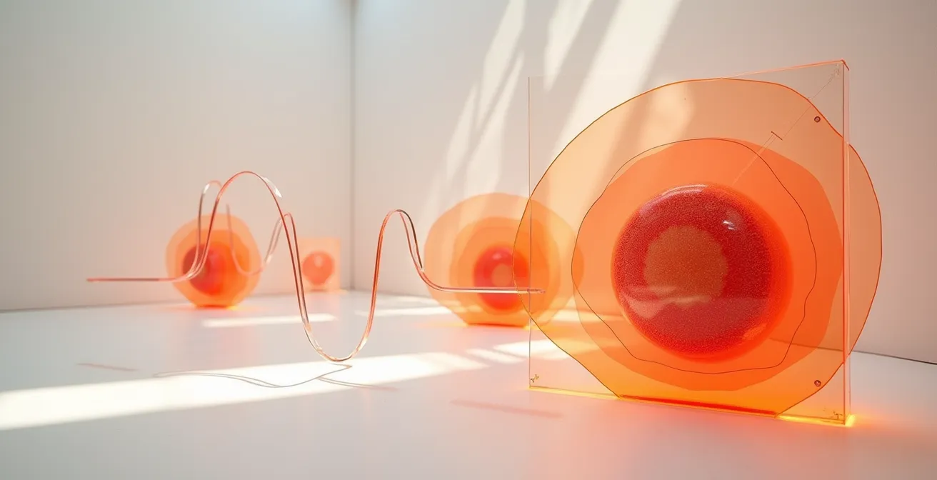 Coupe transversale de tissu fibrosé montrant les limites de pénétration de la compression